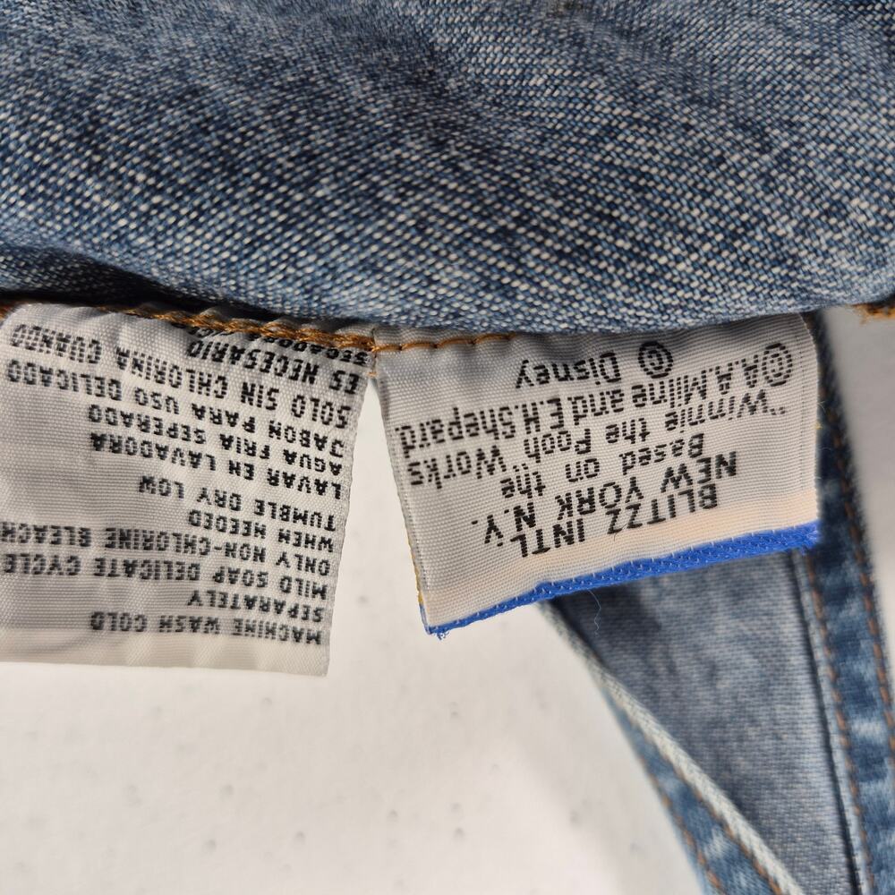 Winnie the Pooh Oh Bother Embroidered Blue Denim Carpenter Jeans Overalls Large - Picture 4 of 8